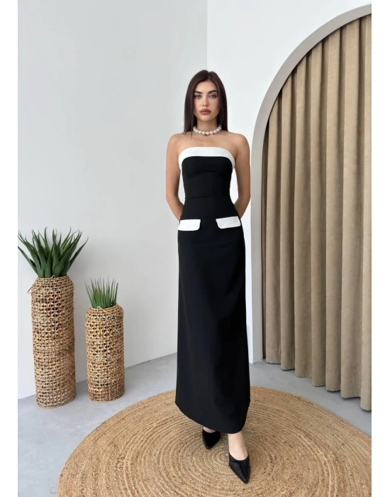 Cep Detaylı traplez Elbise