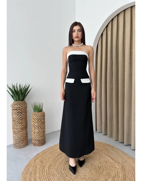 Cep Detaylı traplez Elbise