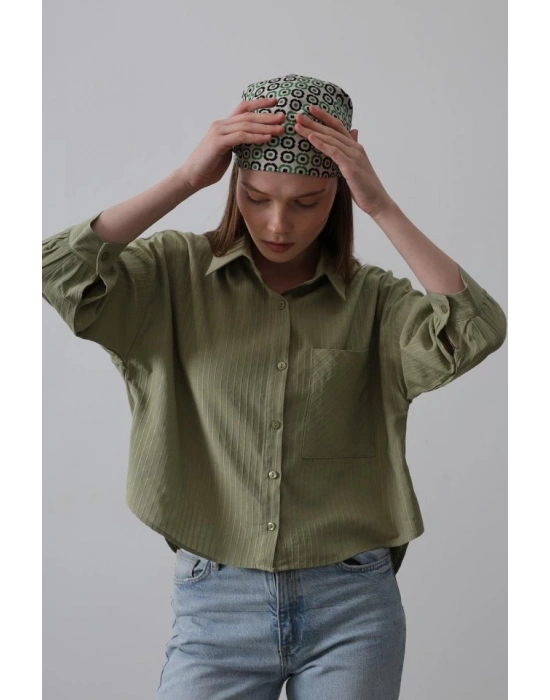 Cepli Kısa Kesim Gömlek  Haki