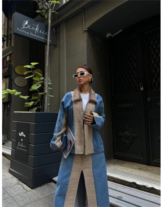 CHANEL GARNİLİ KOT MONT  Bej