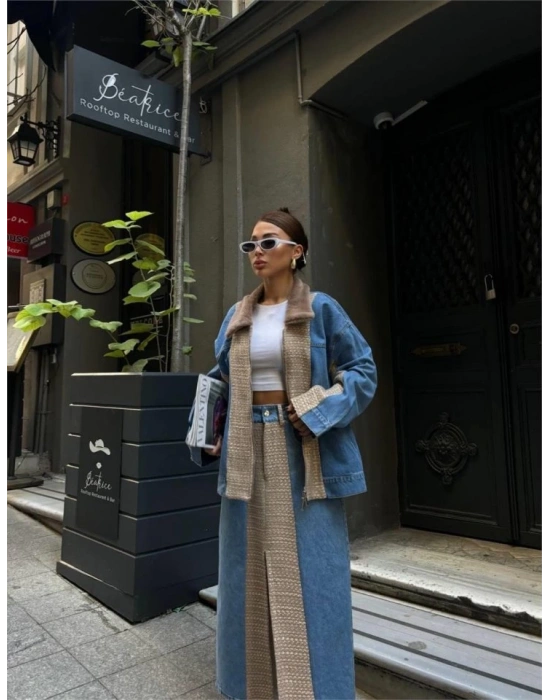 CHANEL GARNİLİ KOT MONT  Bej