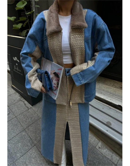 CHANEL GARNİLİ KOT MONT  Bej