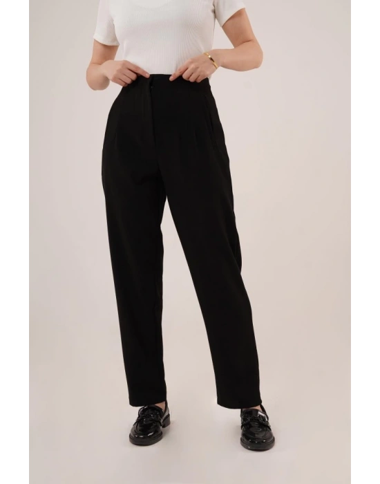 Çift Pens Detaylı iyah Pantolon