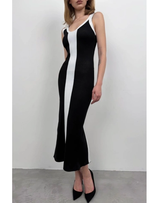 Çift Renk Yırtmaç Detay Elbise