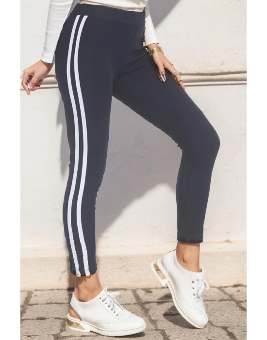 Çift Şeritli Tayt Lacivertbeyaz