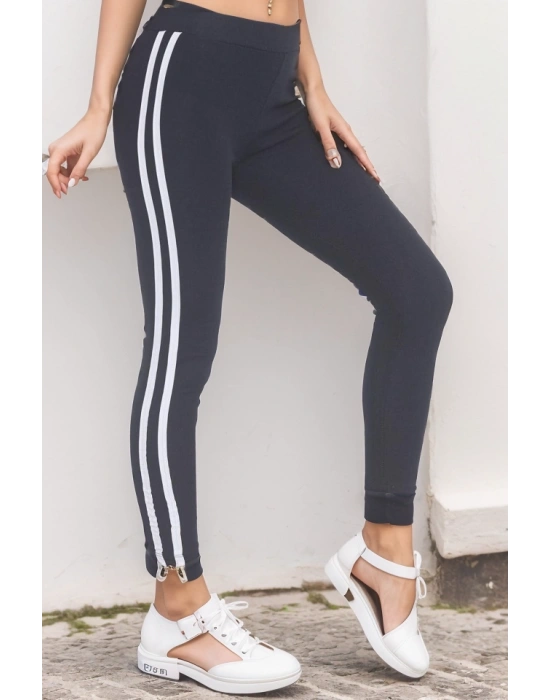 Çift Şeritli Tayt Lacivertbeyaz