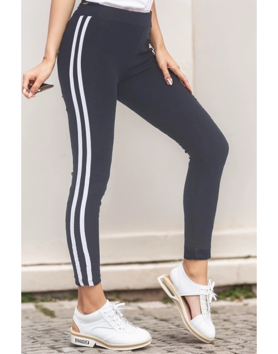 Çift Şeritli Tayt Lacivertbeyaz