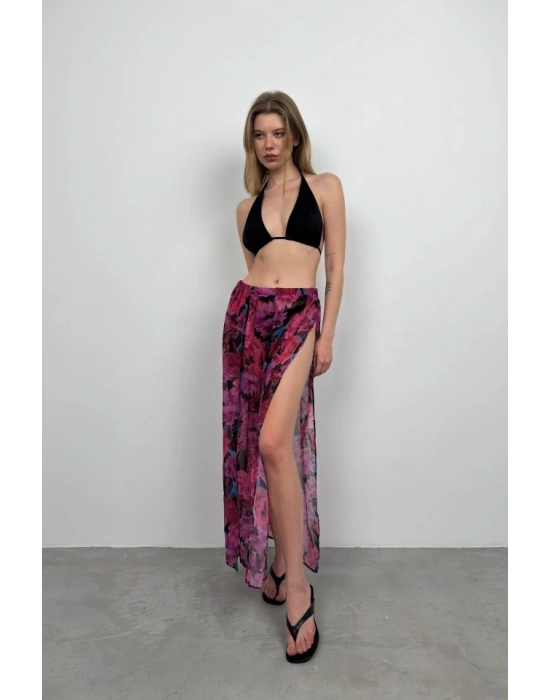 Çift Yırtmaçlı Desenli Pareo