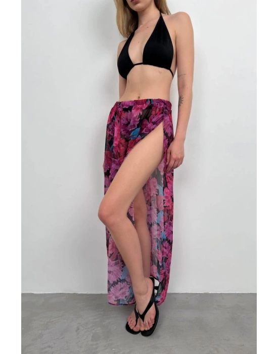 Çift Yırtmaçlı Desenli Pareo