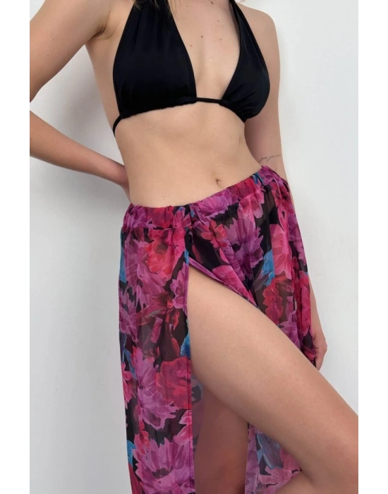 Çift Yırtmaçlı Desenli Pareo