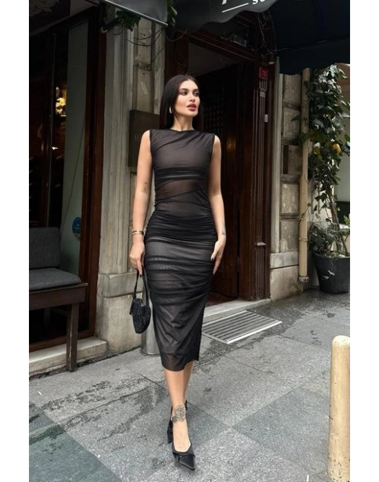 Cindy Transparan Tül Elbise 26838