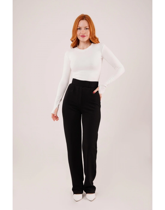 Cırt Kapama Detaylı iyah Pantolon