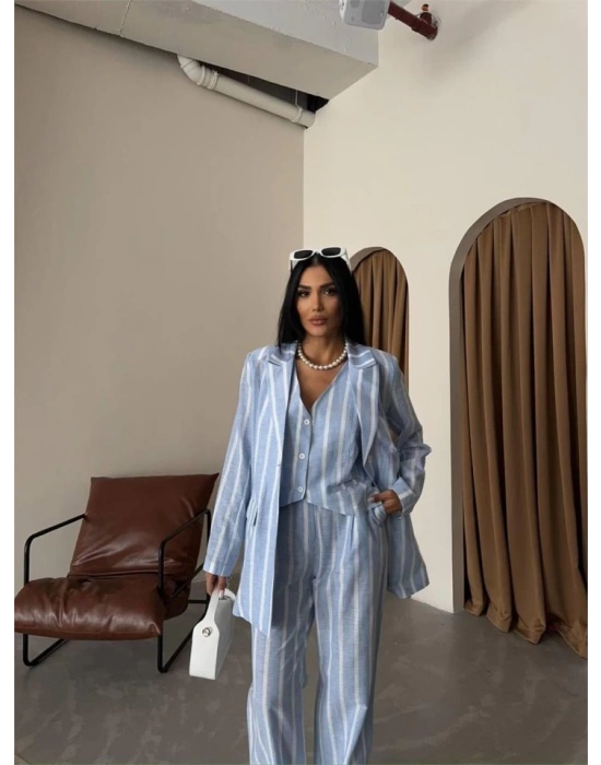 ÇİZGİİ CEKET KETEN  avi