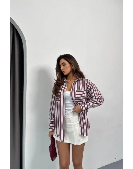 ÇİZGİLİ GÖLEK  Bordo