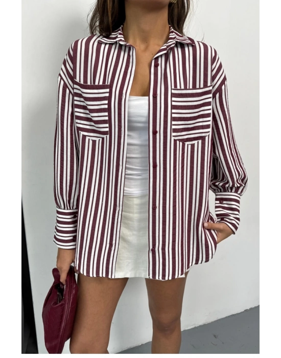 ÇİZGİLİ GÖLEK  Bordo