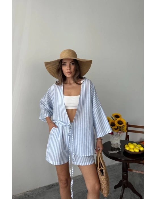 ÇİZGİİ TUNİK ŞORT TAKI  avi