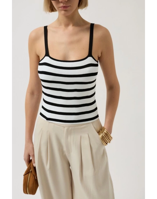 Çizgili Askılı Bluz