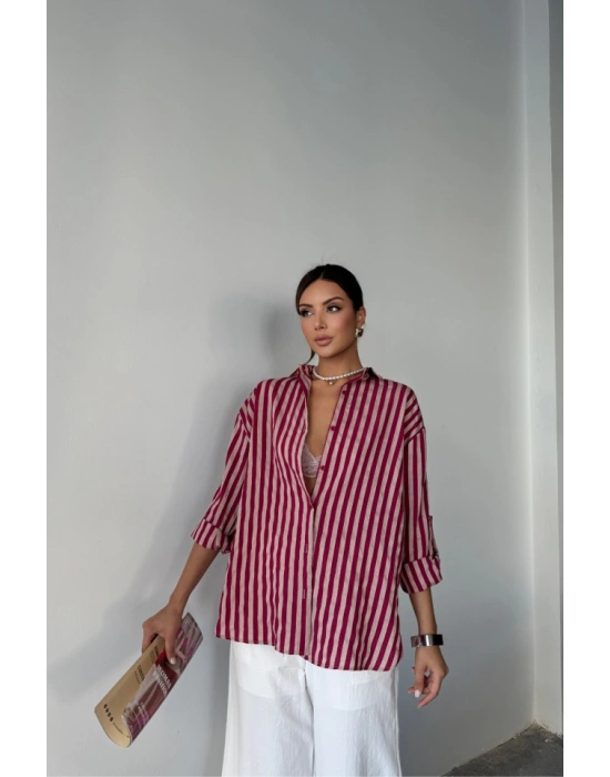 ÇİZGİLİ GÖLEKKETEN  Bordo