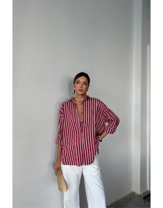 ÇİZGİLİ GÖLEKKETEN  Bordo