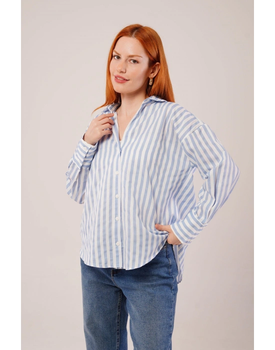 Çizgili Rahat Kesim avi Gömlek