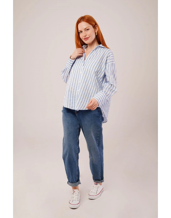 Çizgili Rahat Kesim avi Gömlek