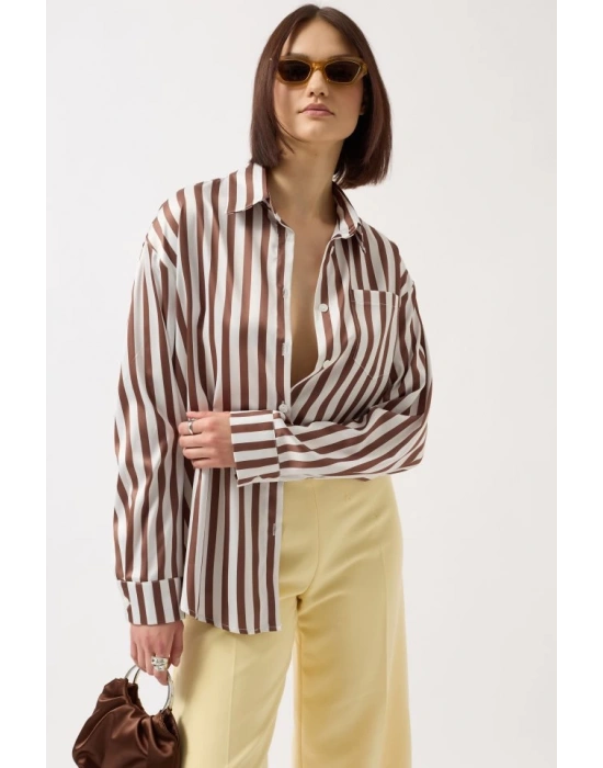 Çizgili Saten Gömlek