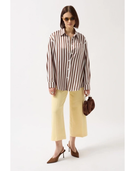 Çizgili Saten Gömlek