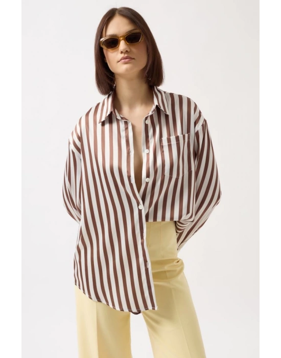 Çizgili Saten Gömlek