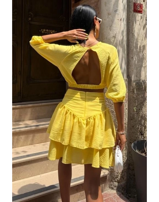 Crop Bluz Ve Kat Kat Etekli Takım 10207