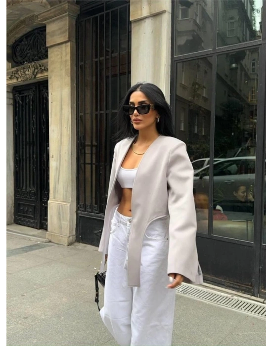 CROP CEKET BAĞAMA KUYRUKU  Gri