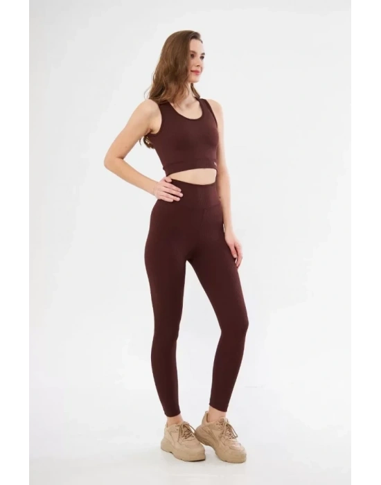 Crop Tayt İkili por Takımı  Bordo