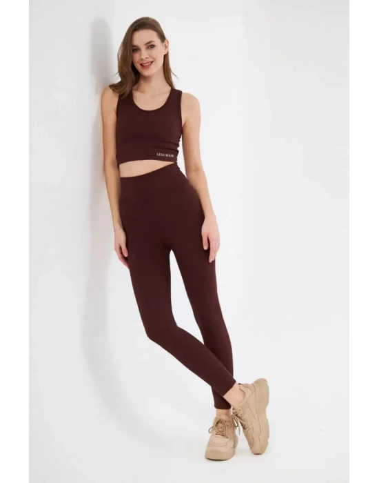 Crop Tayt İkili por Takımı  Bordo