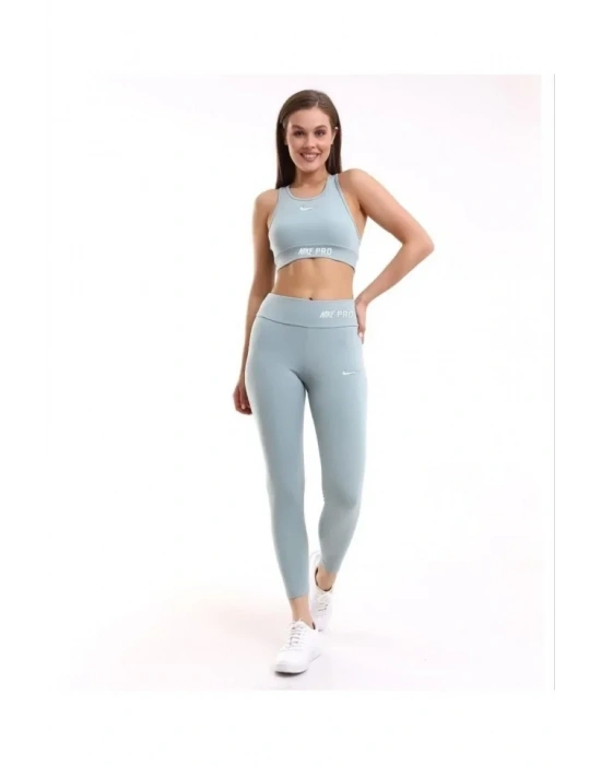 Crop Tayt İkili Spor Takımı  Buz Mavisi