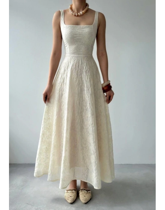 Cuper Çiçek Detaylı Elbise