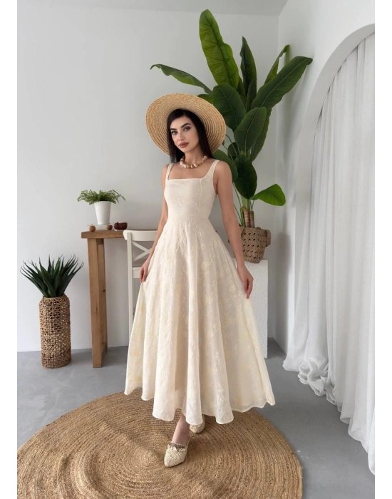 Cuper Çiçek Detaylı Elbise