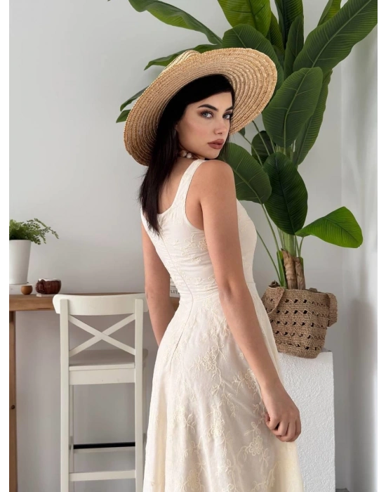 Cuper Çiçek Detaylı Elbise