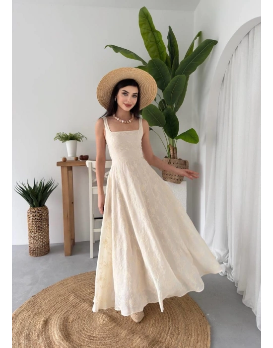 Cuper Çiçek Detaylı Elbise