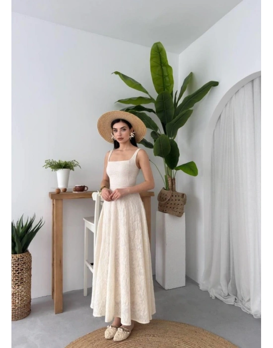 Cuper Çiçek Detaylı Elbise