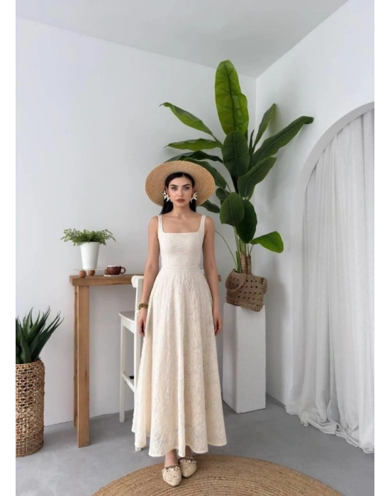 Cuper Çiçek Detaylı Elbise