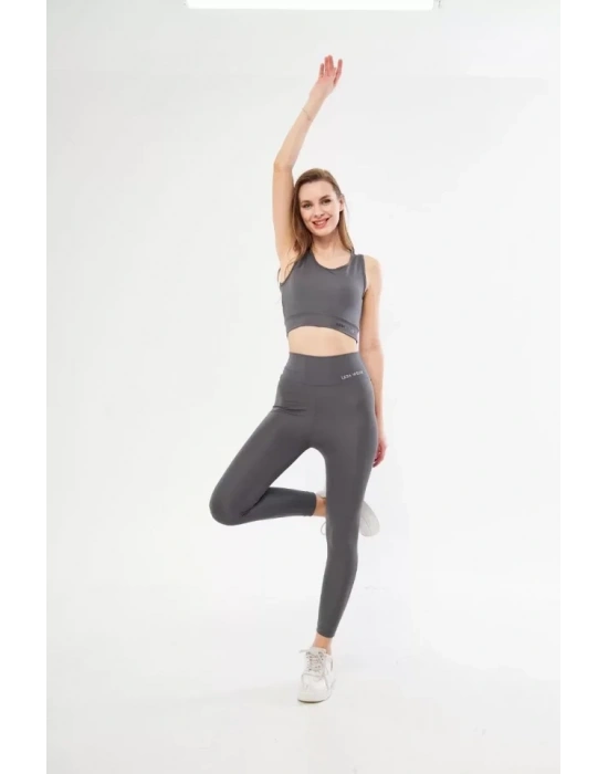 Dalgıç Croplu Taytlı Takım  Füme