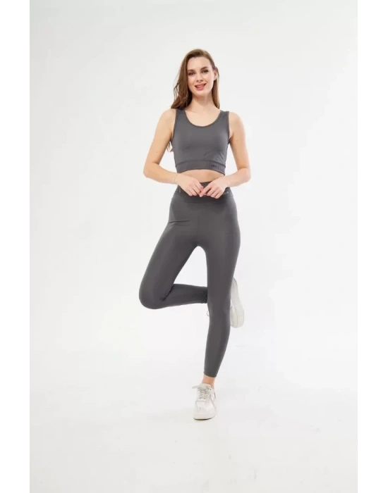 Dalgıç Croplu Taytlı Takım  Füme