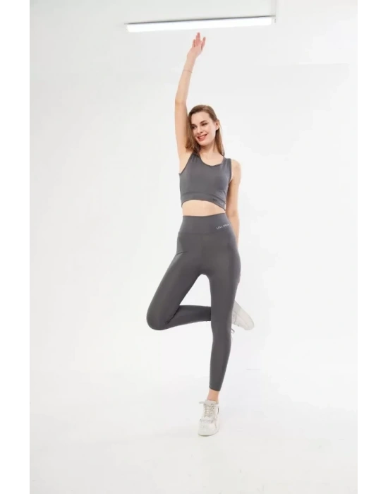 Dalgıç Croplu Taytlı Takım  Füme