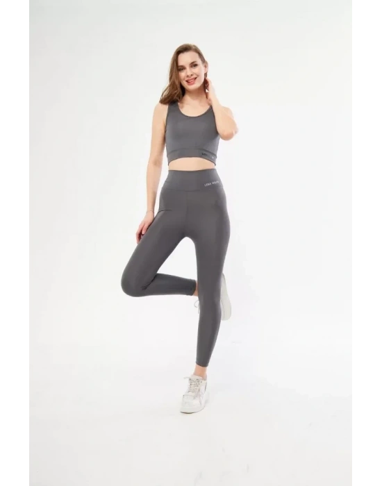 Dalgıç Croplu Taytlı Takım  Füme