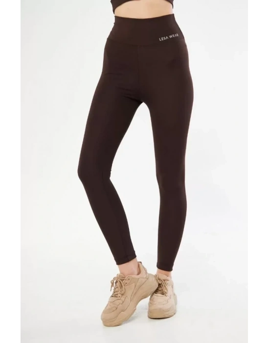 Dalgıç Yüksel Bel Baskılı Tayt  Bordo