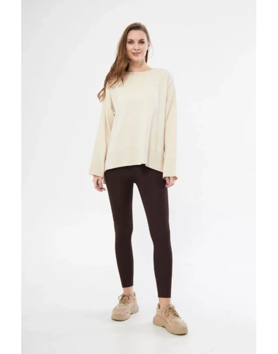 Dalgıç Yüksel Bel Baskılı Tayt  Bordo