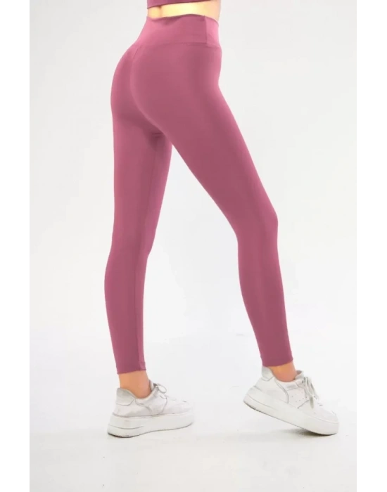 Dalgıç Yüksel Bel Battal Baskılı Tayt  Mor