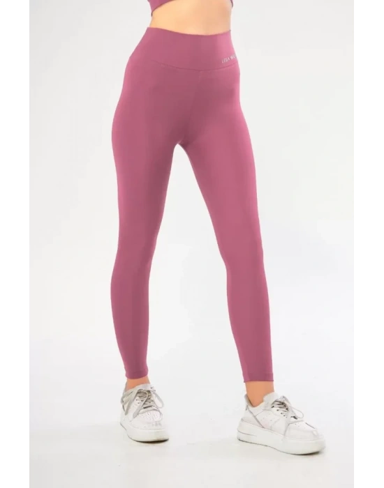 Dalgıç Yüksel Bel Battal Baskılı Tayt  Mor