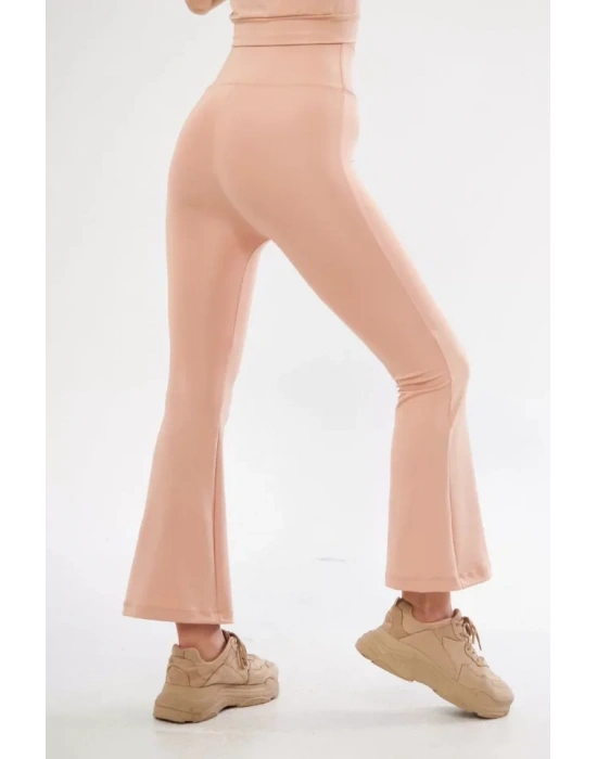 Dalgıç Yüksel Bel İspanyol Paça Tayt  Bej