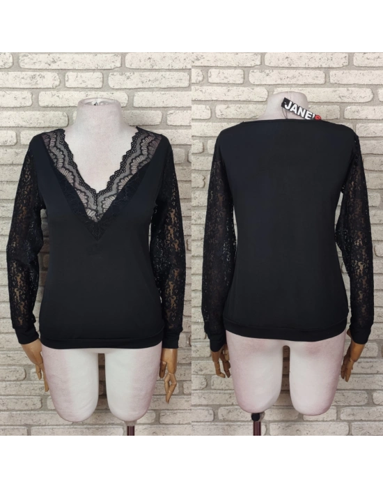 Dantel Detay Janes Sandy Kumaş Bluz
