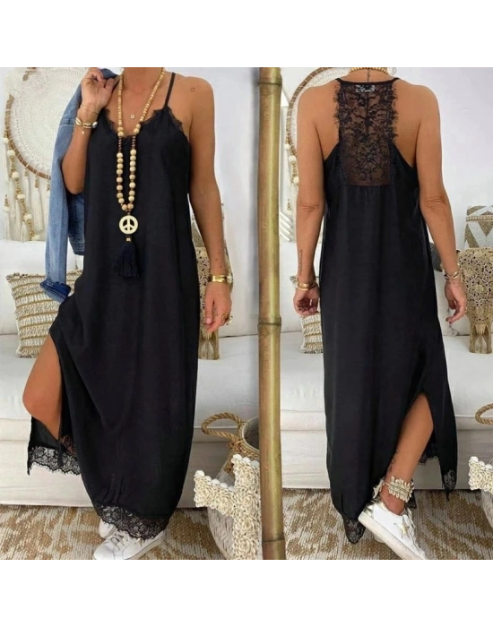 Dantel Detay Viskon Elbise